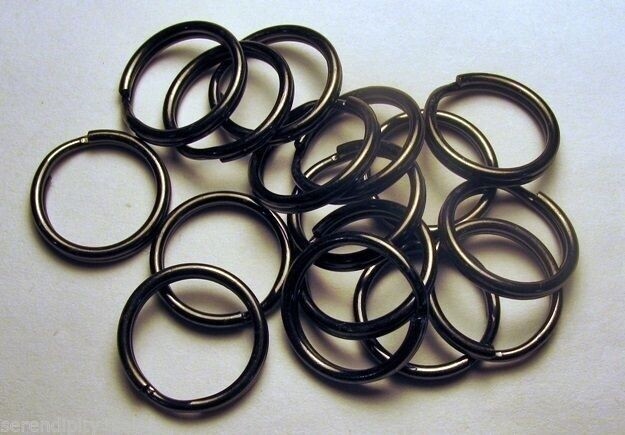 100 Key Rings 15mm Approx 5/8″ Split Ring Gun Metal Black Finish Steel Findings