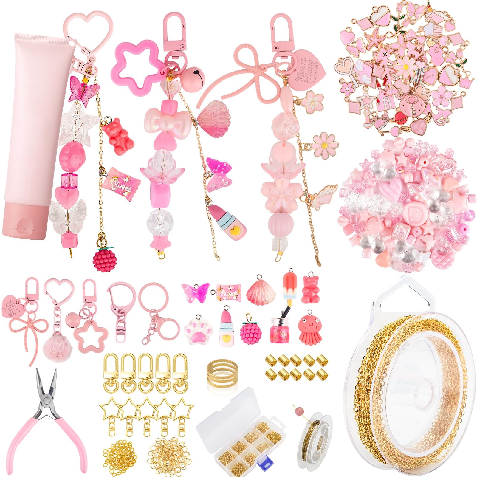 249 Pcs Keychain Making Kit â€” Includes 15 Keychain Clips, 16.4 Feet Chains, 1