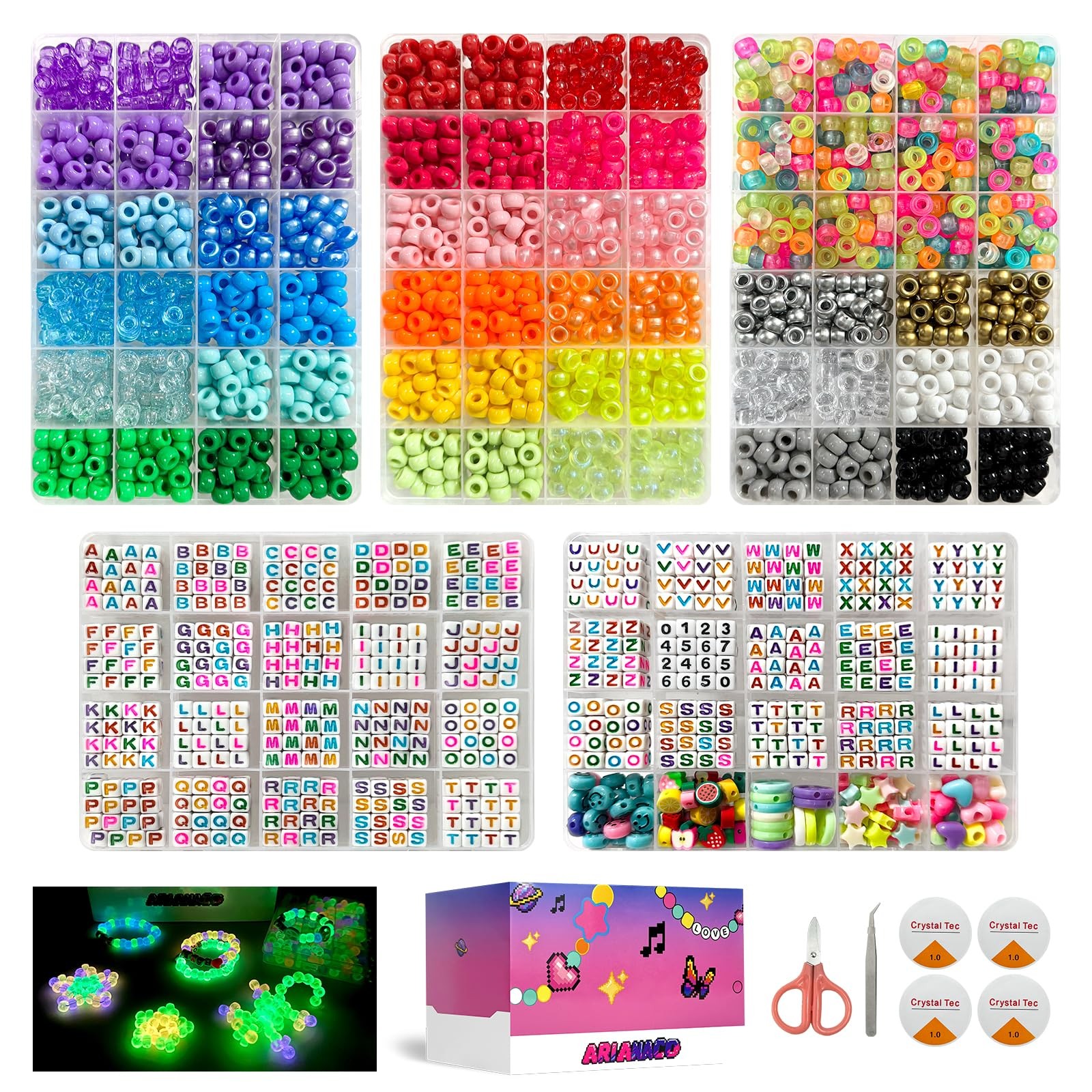 Pony Beads for Bracelet Making Kit with Letter Beads for Friendship Bracelets…