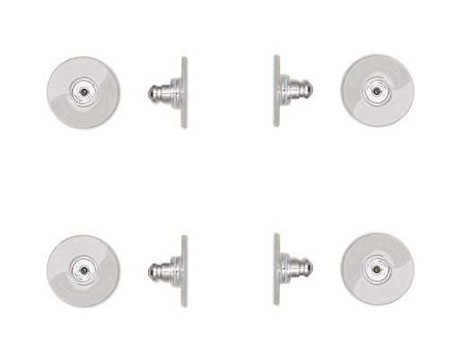 Comfort Clutches ~Clear flat earring back + silver or gold ~ Ear Nuts NO Nickel
