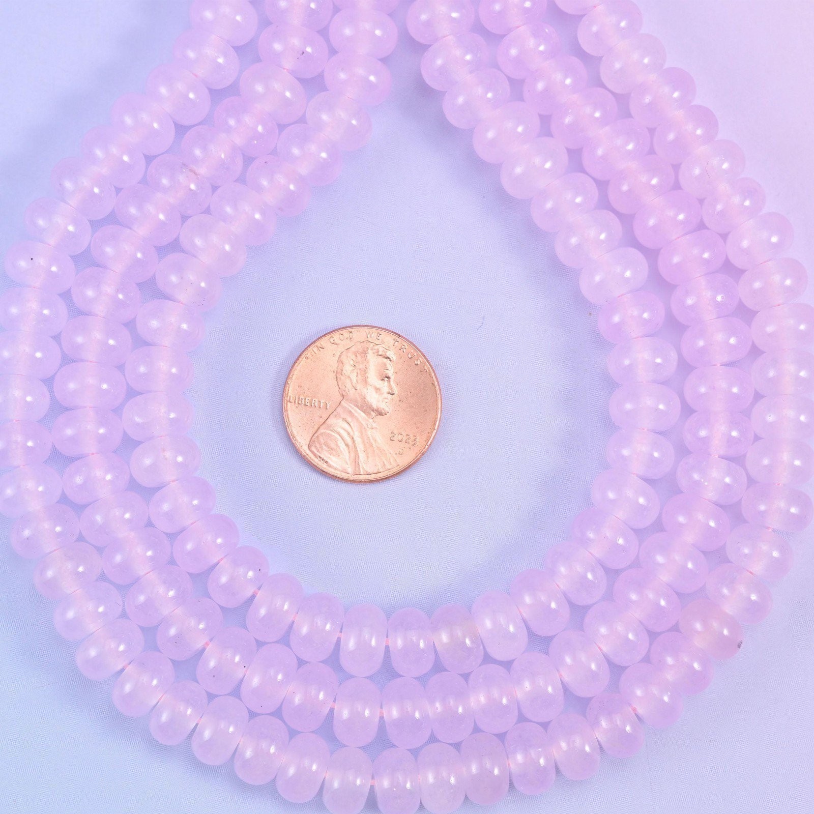 Baby Pink Dyed Jade Smooth Rondelle Beads Jewelry Making Size 5x8mm 15″ Strand