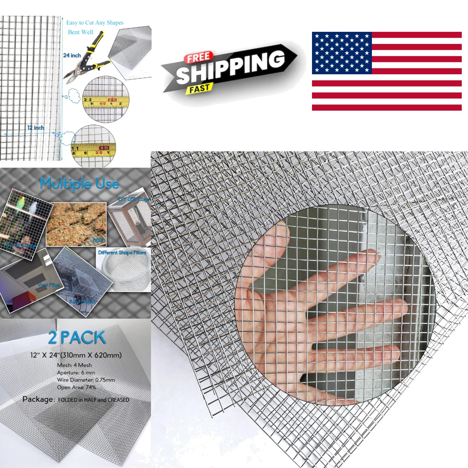 2 Pack 12 X 24 Inches Stainless Steel Mesh Completely Welded for Versatile Uses