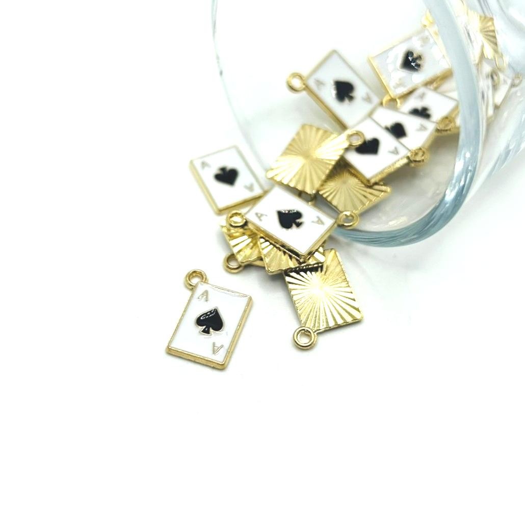 Ace of Spades Enamel Playing Card Charms, 14.5x11mm – US Seller