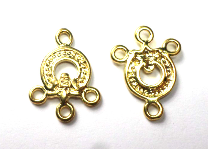 40 Vintage Shiny Gold Flower Beaded Art Deco Jewelry Connectors 18x13mm USA