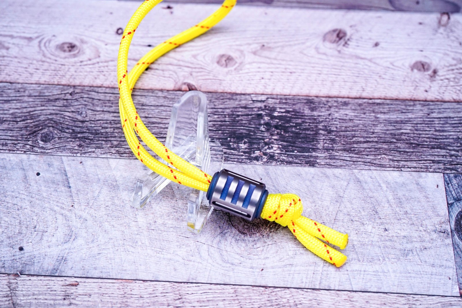 Berlin Ti Works Bead Bomb “V3” – Lanyard Bead, “Red Trit”, 2-Tone Ano Titanium