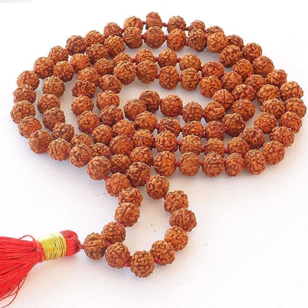 Rudraksha Rudraksh Japa Mala Rosary 108 + 1 Prayer Beads 8Mm