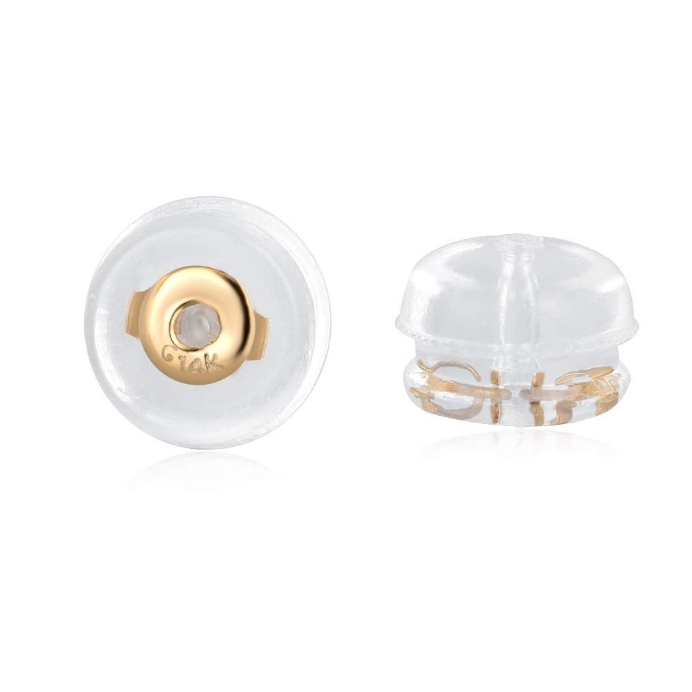 14K Real Solid Gold Earring Backs, Hypoallergenic Silicone, Secure for Studs