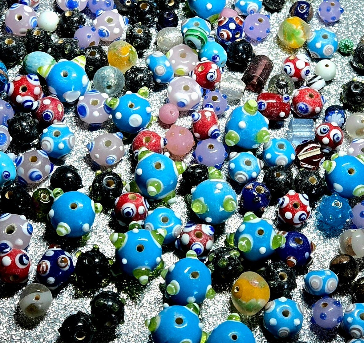 Bumpy Glass Beads 14 mm Assorted Color Glass Beads for Jewelry Making 50 pcs