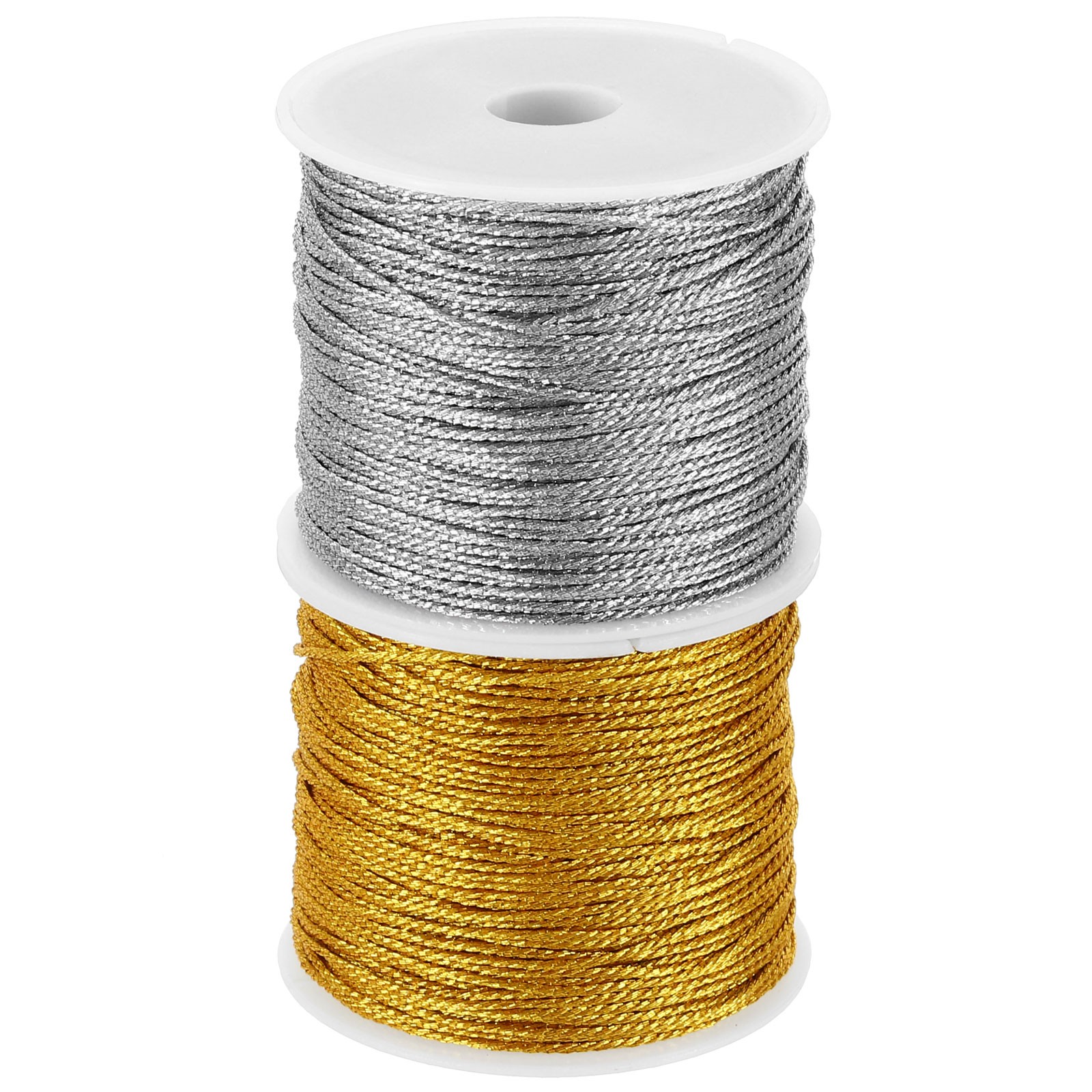 2Rolls Total 44yard Metallic Cord Set 0.8mm Dia Ornament String, Gold,Silver