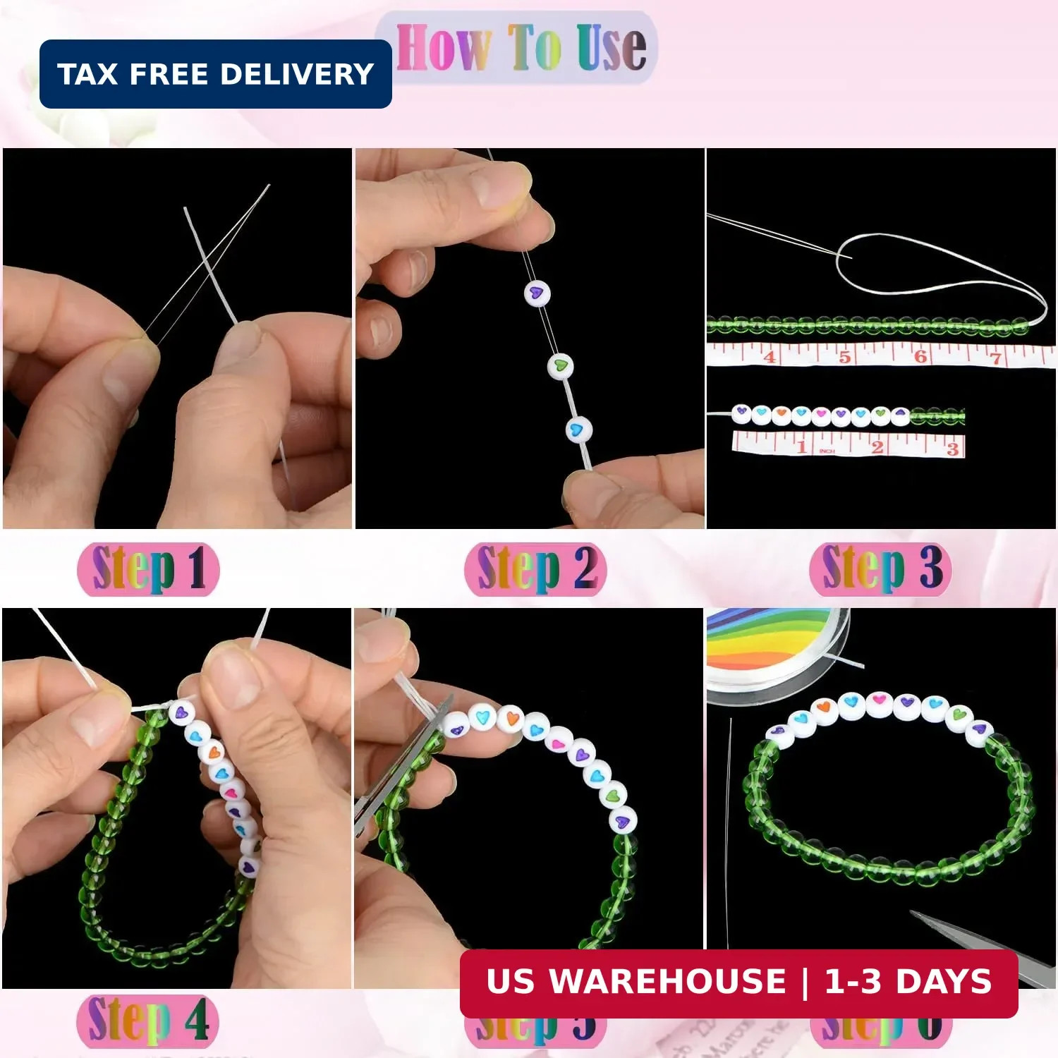 LPBeads 12 Rolls 0.8mm Elastic Stretchy String Cord for Bracelet Jewelry Making