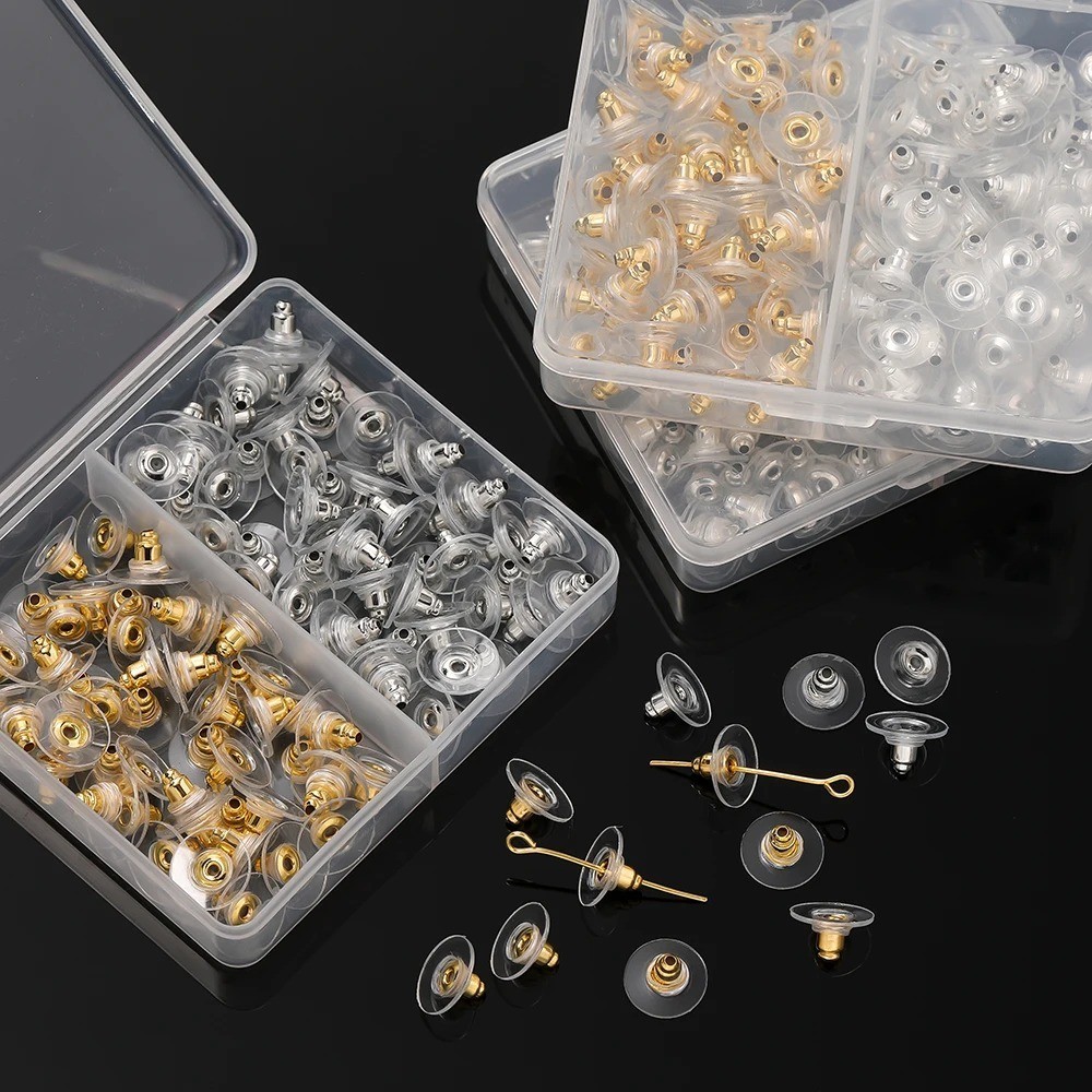 100 Pcs Metal Earring Clutch Jewelry Making Tools Back Stopper Backs with Pad