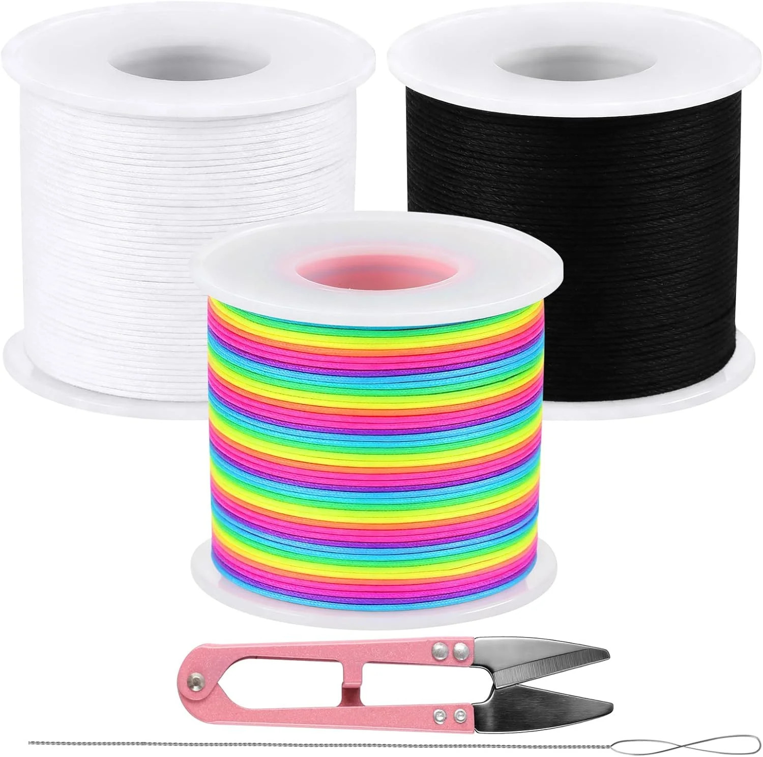 3 Rolls 1mm Elastic String for Bracelets, Total 984 Feet Sturdy Elastic Cord, El