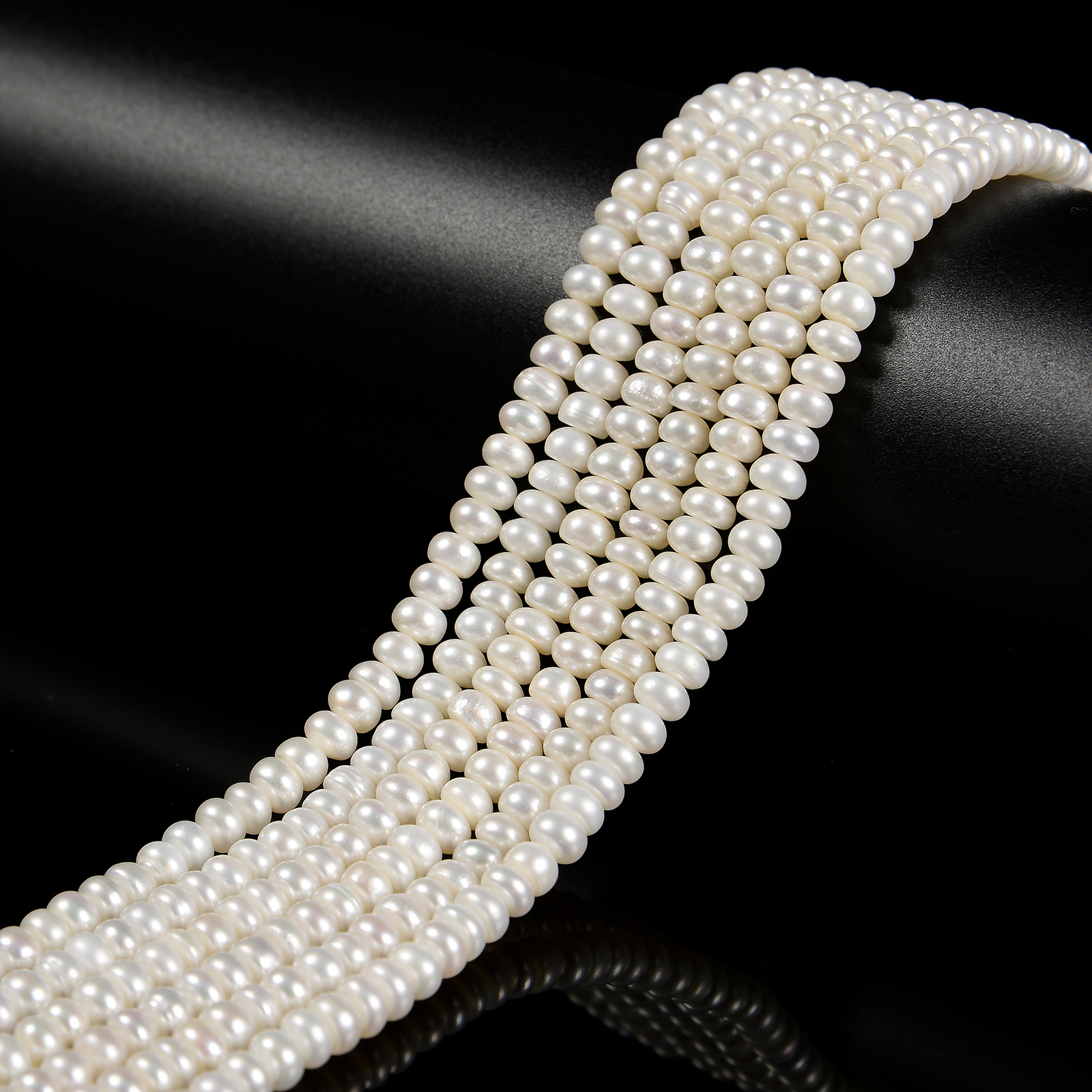 AAA White Fresh Water Pearl Rondelle Button Beads Size 5mm 6mm 8mm 14.5”Strand