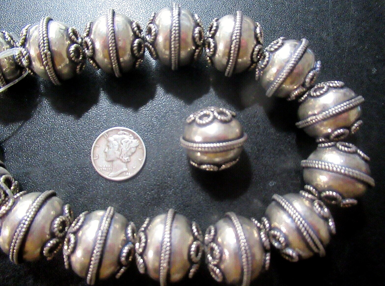 `SALE~EXTRA LARGE METAL BEADS ORNATE BALI METAL BEADS 19-20mm ROUND #447