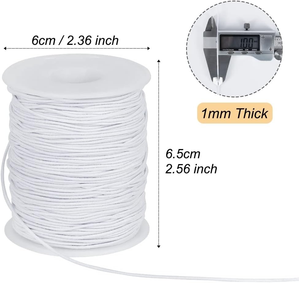 Easy to Use 1mm White Elastic String – 328 Feet for Beading & Jewelry Making