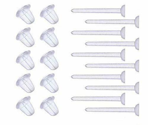 Plastic Earrings For Surgery Medical Clear Post Stud – 40 Pieces