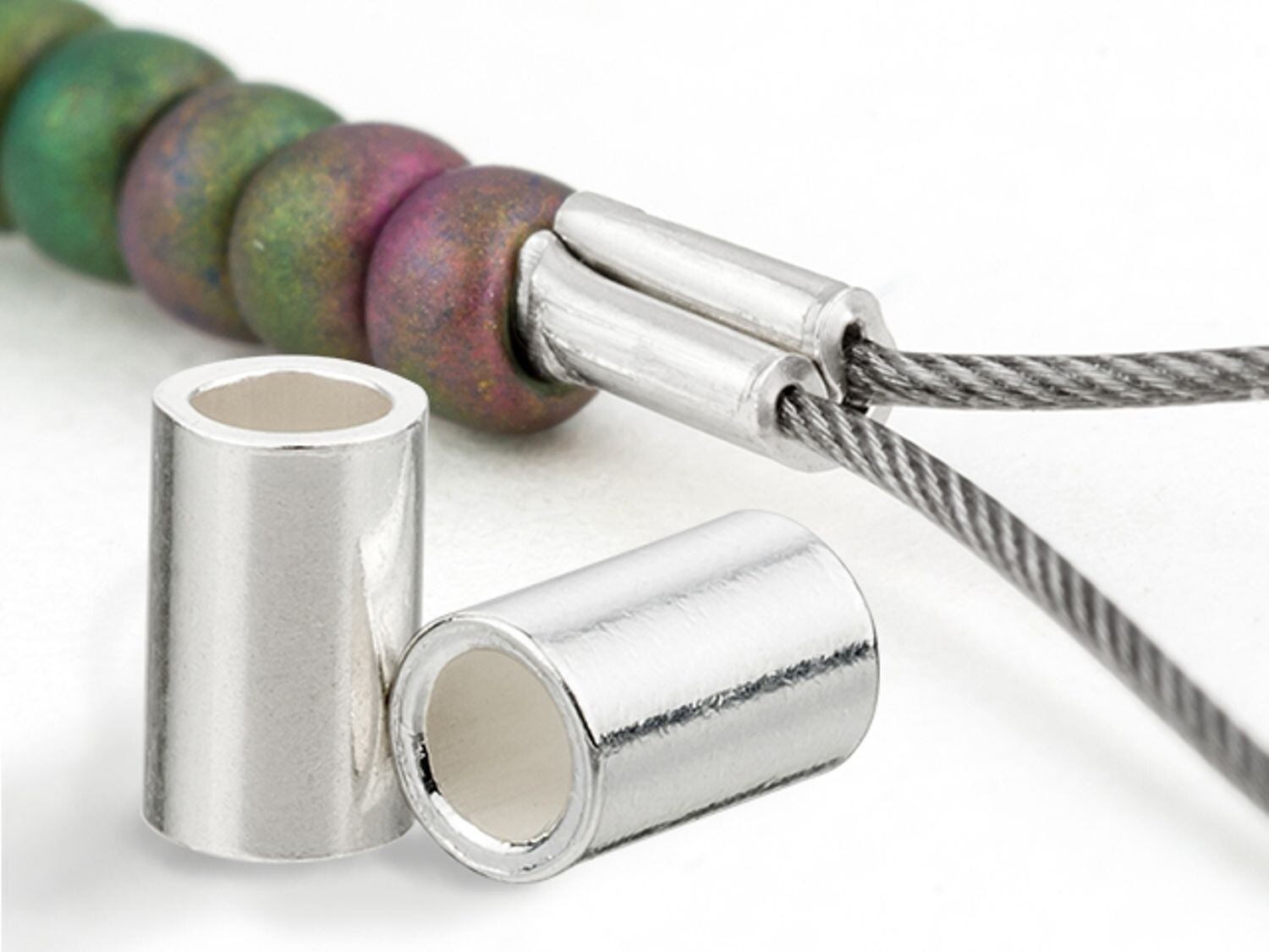 Crimp, 100 Silver Plated Brass 3x2mm Crimp Tube Beads with 1.4mm Inside Diameter