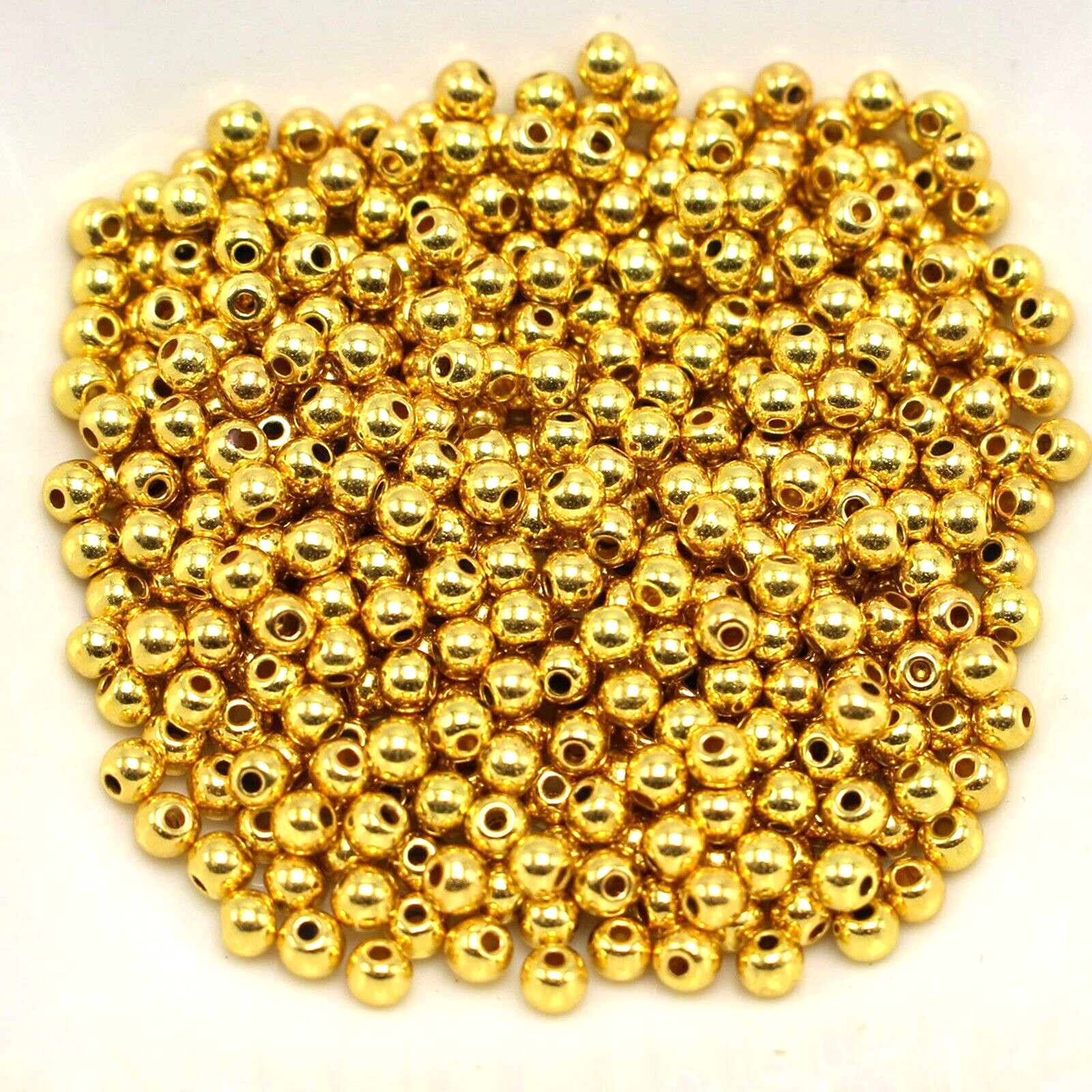 2000 Golden Metallic Acrylic Mini Smooth Round Beads 3mm Spacer Beads