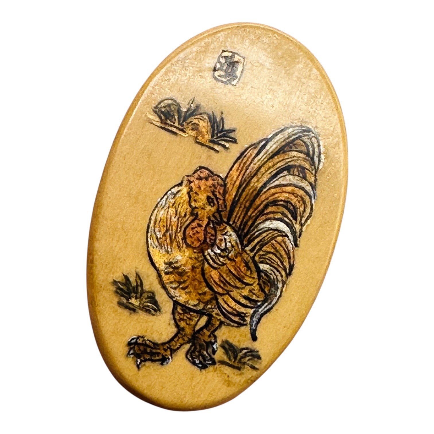 Chinese Year of the Rooster Pendant Bead | 1 Pendant Bead | 2″ Long | Tan, Brown