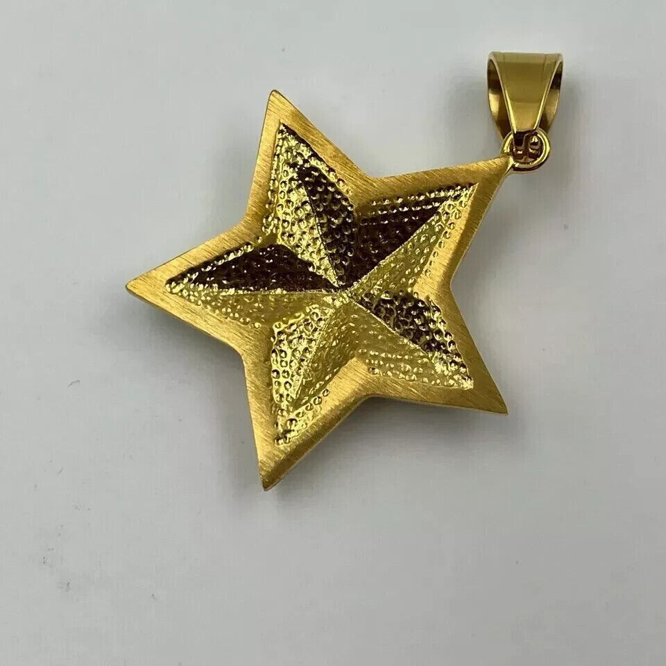 2 Ct Round Cut Simulated Diamond Star Pendant 14K Yellow Gold Finish With Chain