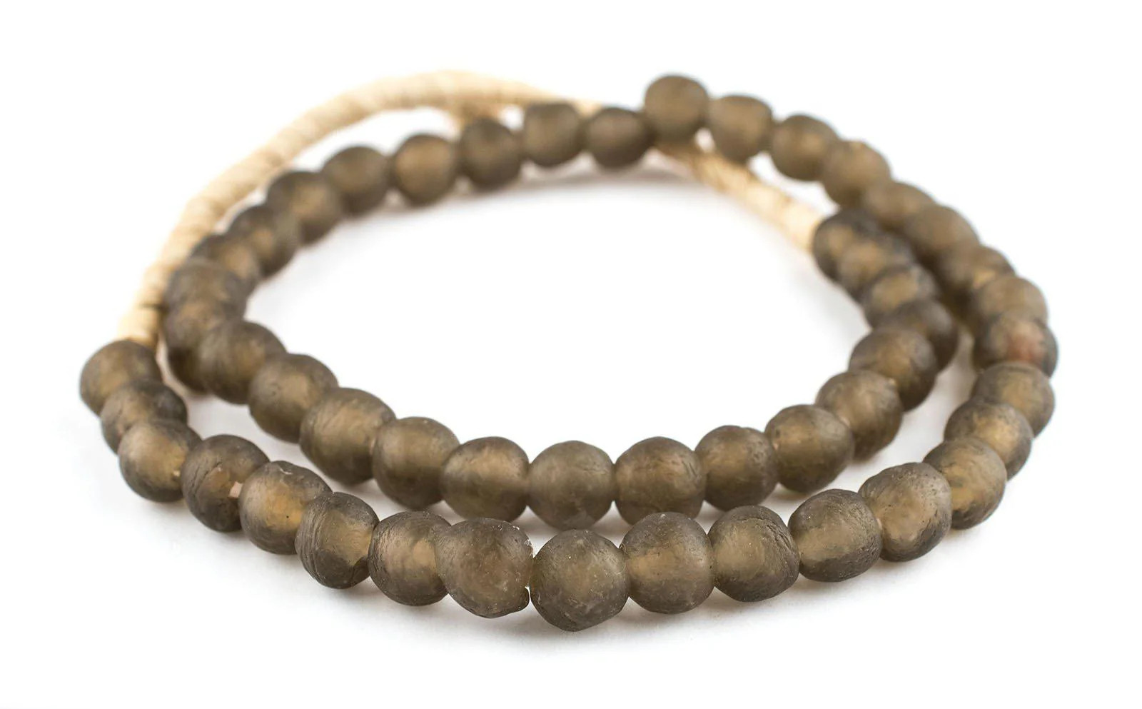 Dark Brown Recycled Glass Beads 11mm Ghana African Sea Glass Round Large Hole