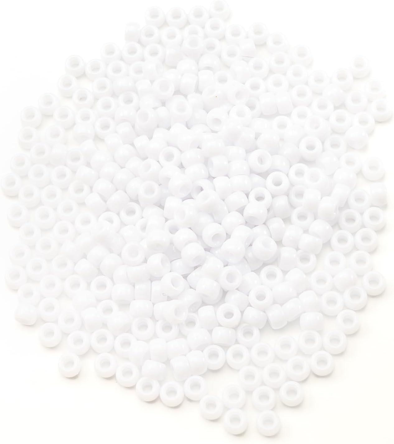 DIY Jewelry Essentials: 1000 Pcs White Acrylic Pony Beads, 6x9mm, Easy to Use