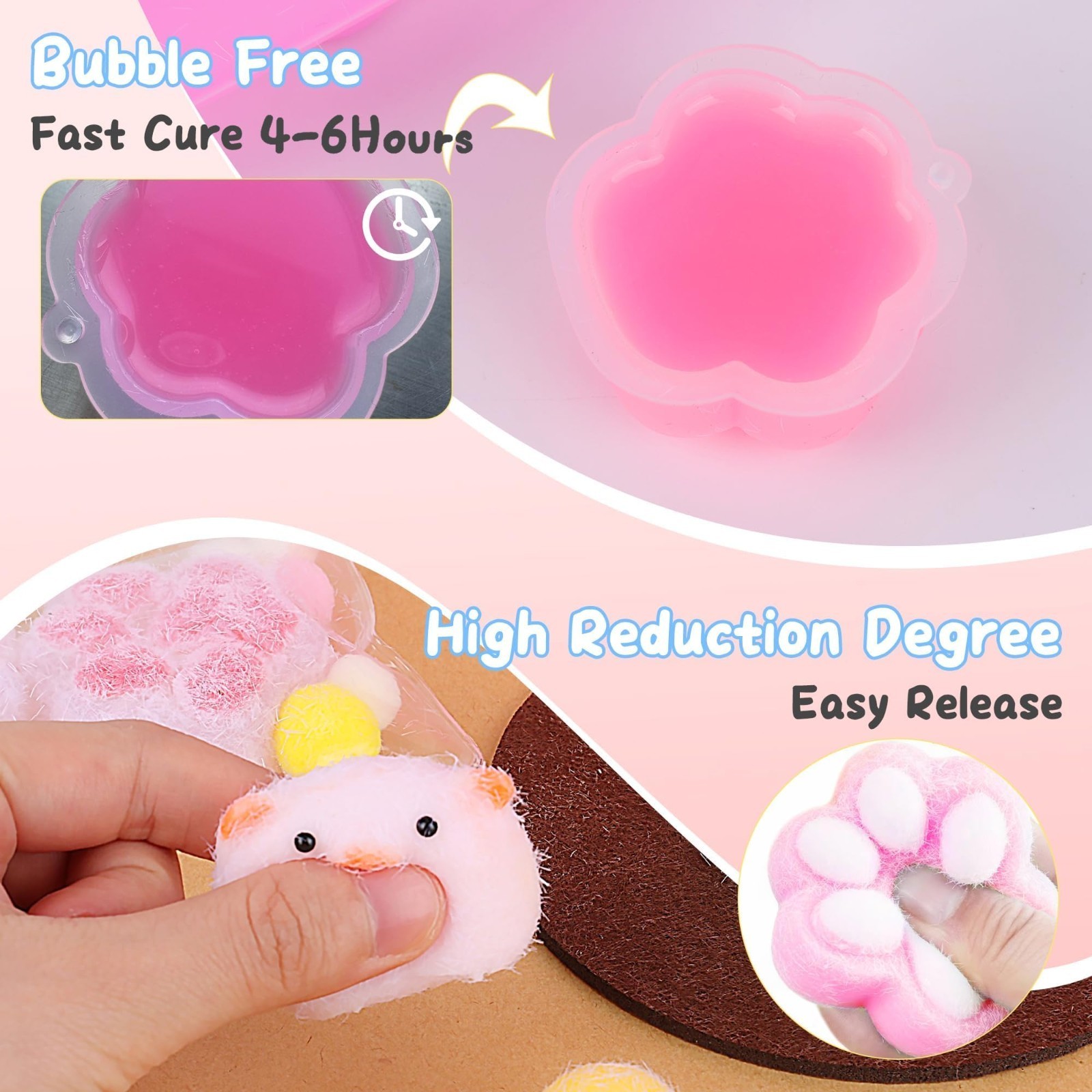 DIY Squishy Kit for Beginners – 7oz 1:1AB Gel, 10 Molds, Flocking Powder, Stress