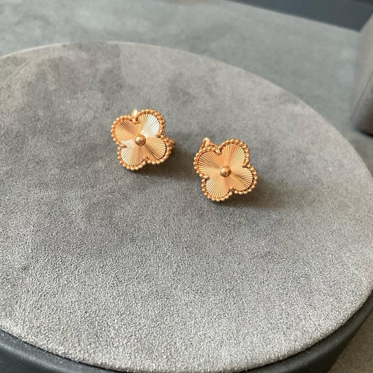 Flower earrings Sterling Silver 925 rose gold plated 15mm