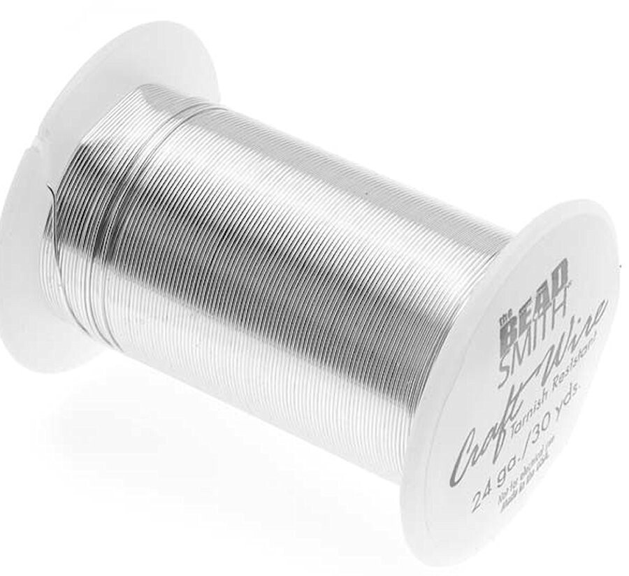 Wire, Beadsmith TarnishResistant Silver 1/2 Hard 24 Gauge Wrapping 30 Yard Spool