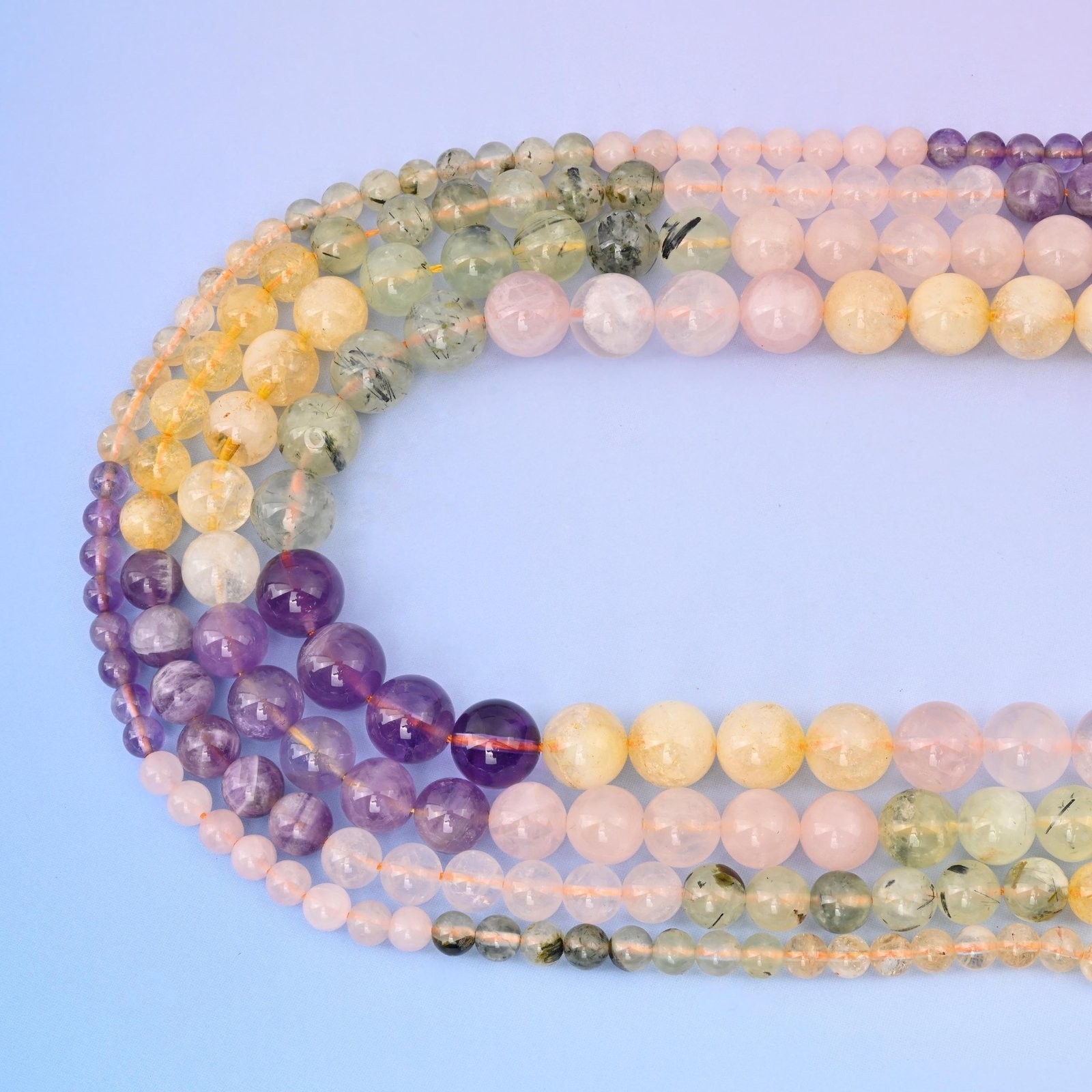 Combination Gemstone Smooth Round Beads, Size 6mm, 8mm, 10mm, 12mm