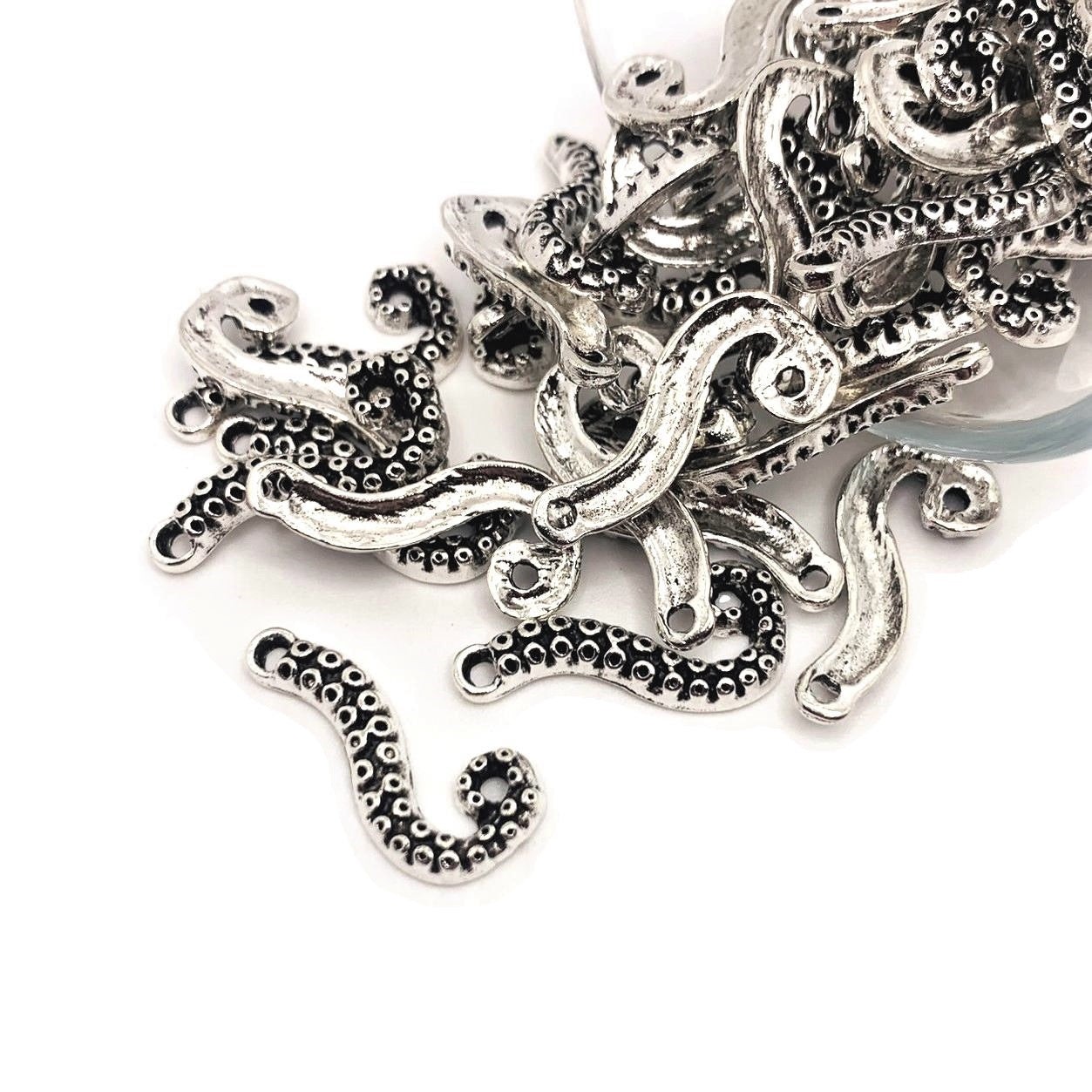 Silver Octopus Charm Connectors, 21x10mm – US Seller