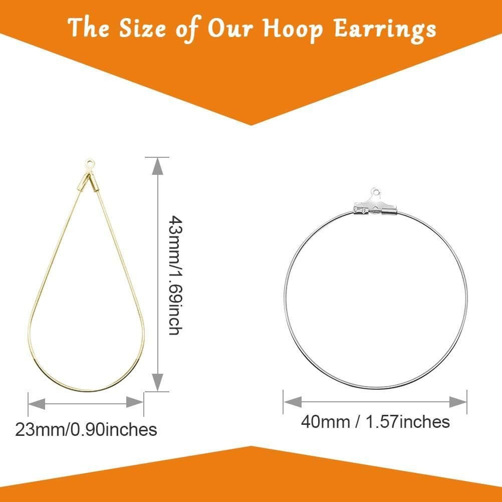 80Pcs Beading Hoop Earrings for Jewelry Making,Round Beading Hoops Earrings Bulk