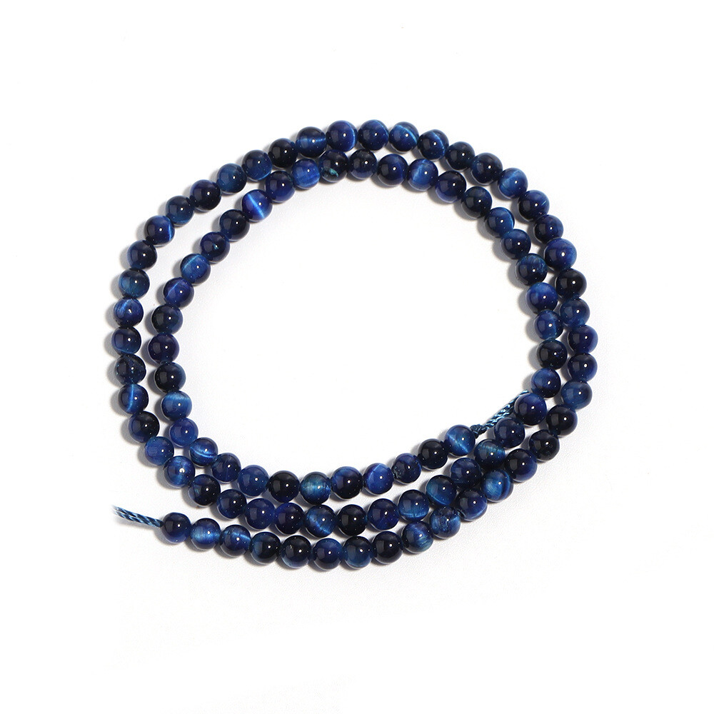 Natural Blue Tiger’s Eye Gemstone Smooth Round Loose Beads for Jewelry Making