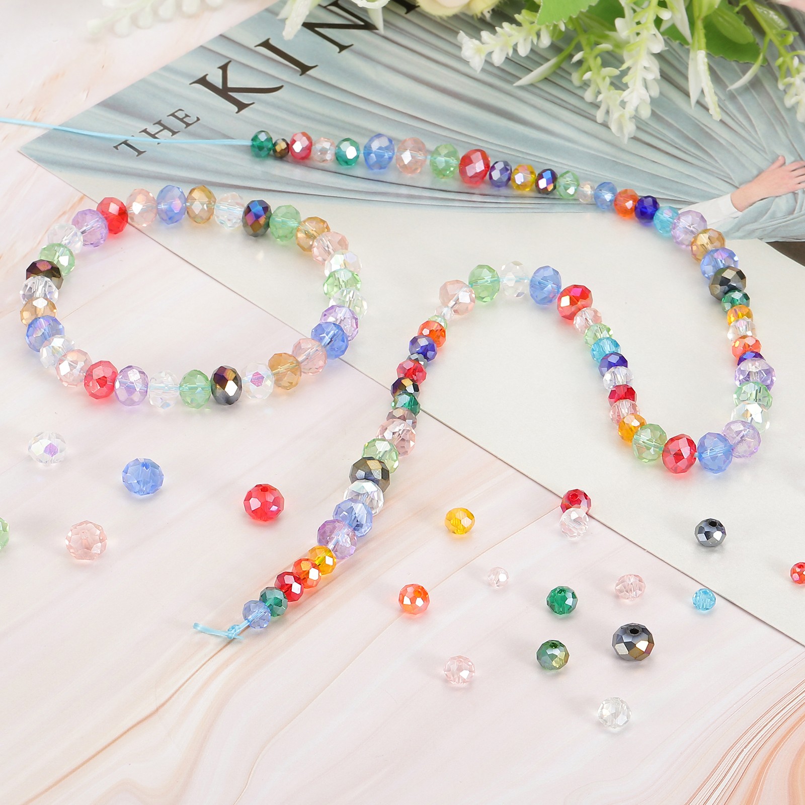 Rondelle Crystal Beads, 1000Pcs 4-8mm Faceted Beads, Mixed Color Plating AB