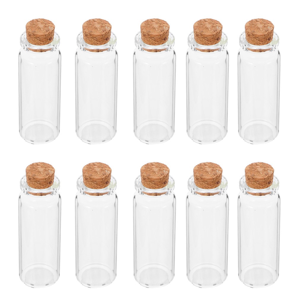 24 Pcs Mini Glass Bottles Clear with Stopper Powder Dispenser for Craft