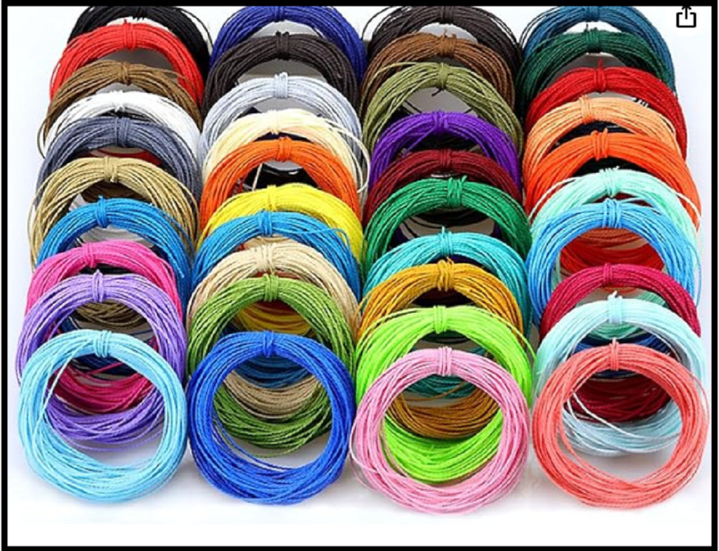 40 Colors 1mm Waxed Polyester Cord Wax Coated String for Bracelet Jewelry Making