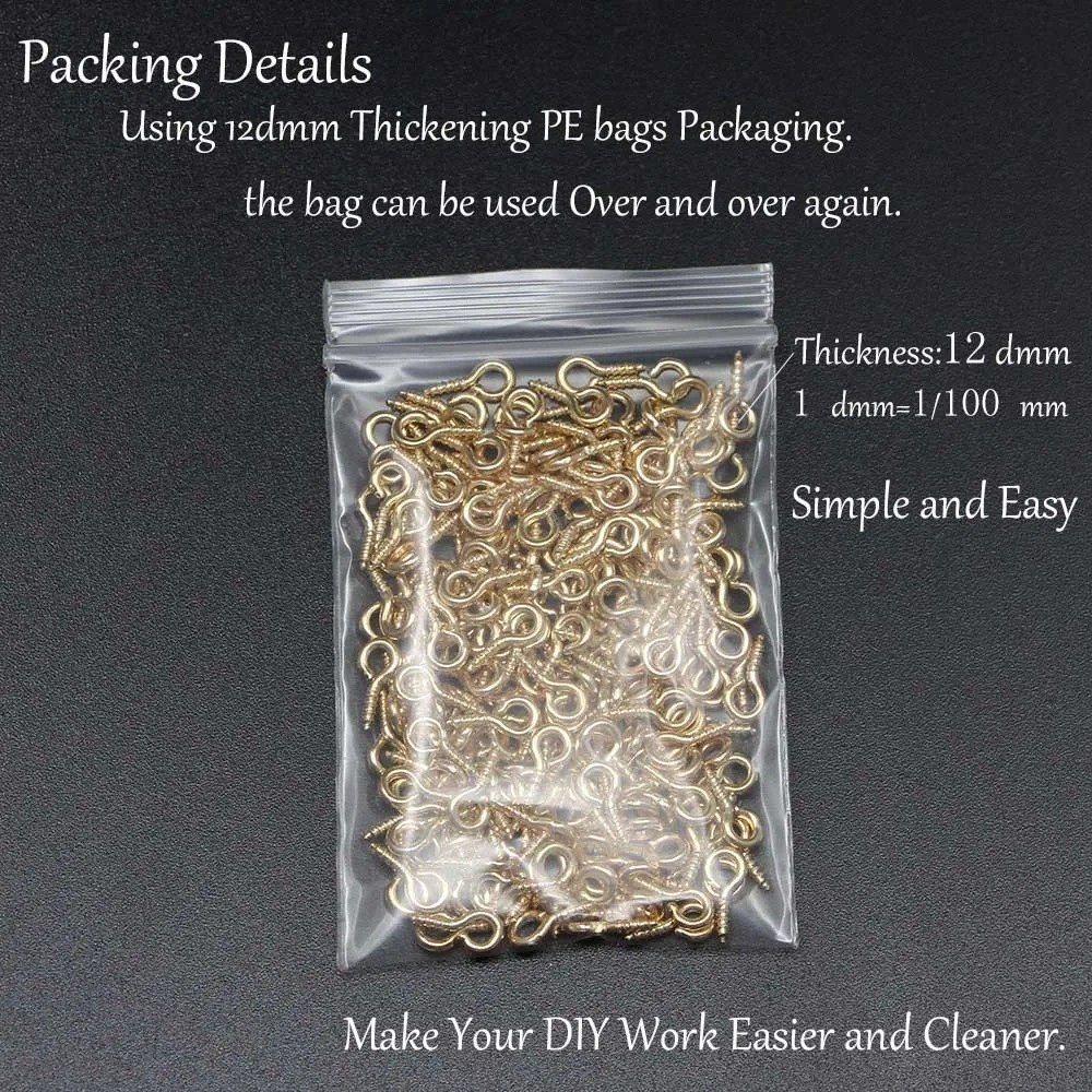100-200Pcs Small Mini Screw Eye Pins Screw Eyelets Hooks Gold Jewelry Making DIY
