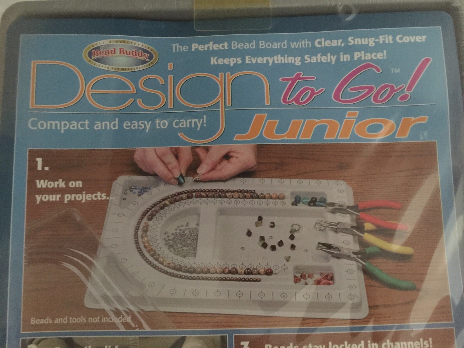 ❤️Bead Buddy Design To Go Junior Bead Board Clear Snug Fit Cover Compact NIP