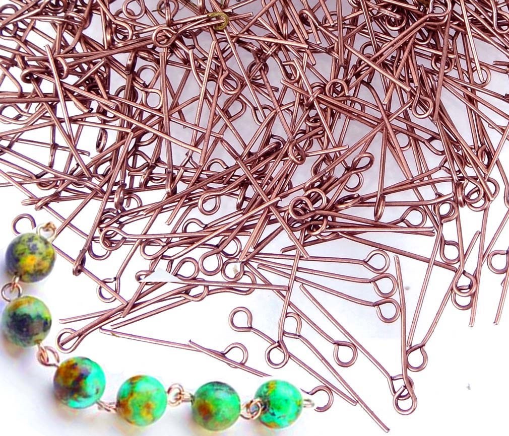 Bulk 500 Eyepins Antique Copper Plated Steel Eye Pins 21 Gauge 20mm long