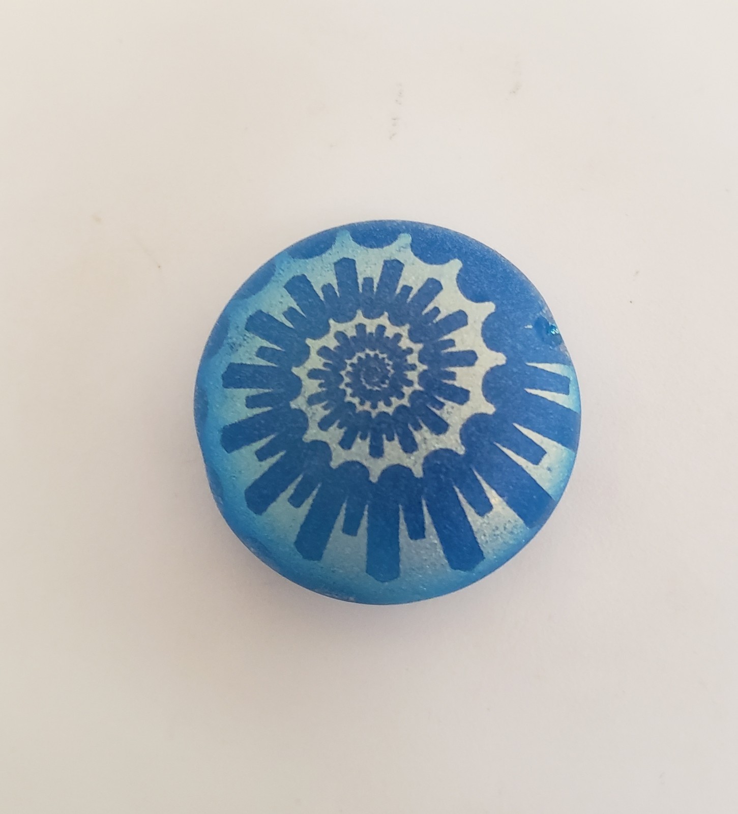 Czech Laser Tattoo Matte Cornflower Blue 20mm Glass Bead 1 Piece (#A1)