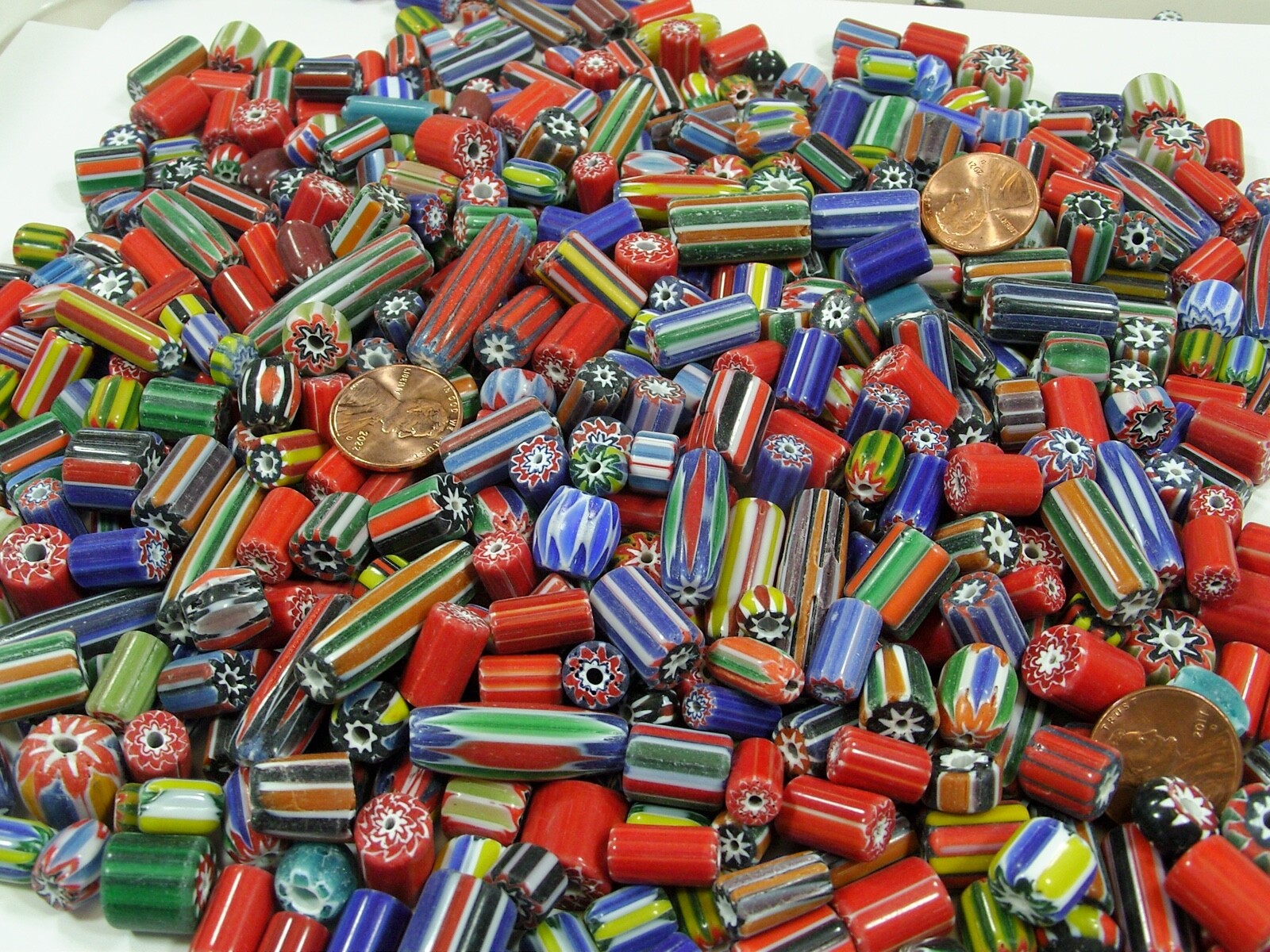 2 Pounds Assorted India Handmade Chevron Glass Beads Wholesale Bulk Lot (VP-5) ⭐
