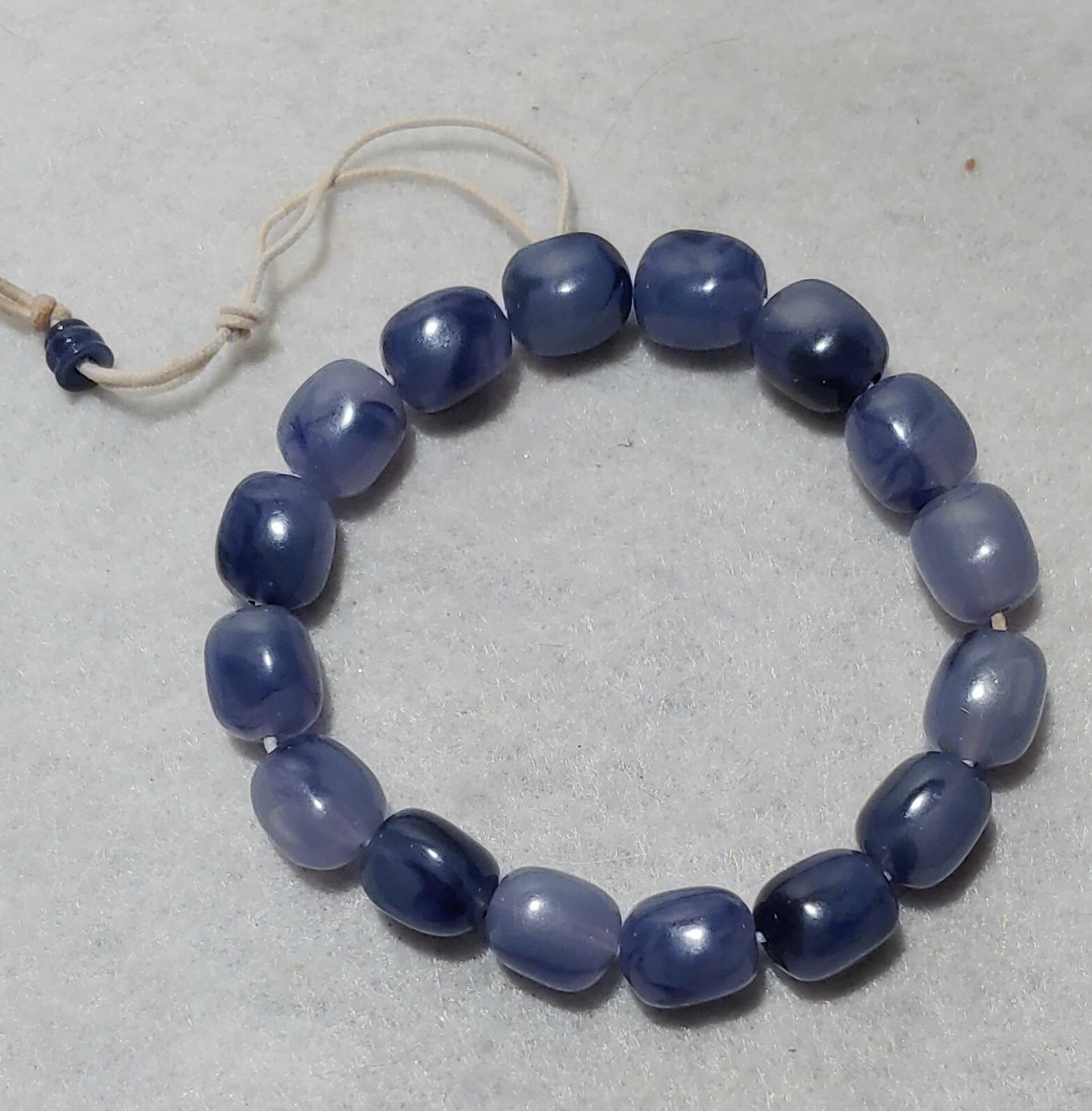 Drawstring Bracelet (10mm Dia Beads) Glass Beads – Blue Multi color as shown