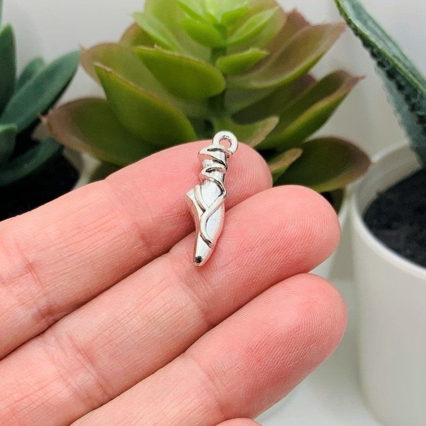Silver Ballet Slipper Charms, 23x7mm – US Seller