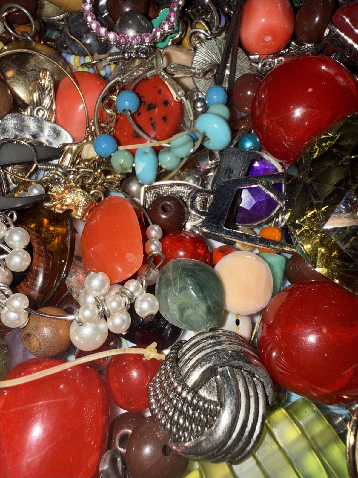Huge Craft Lot, Stone, Beads, Broken Jewelry, Findings! 2.2 Lbs Fun Lot!