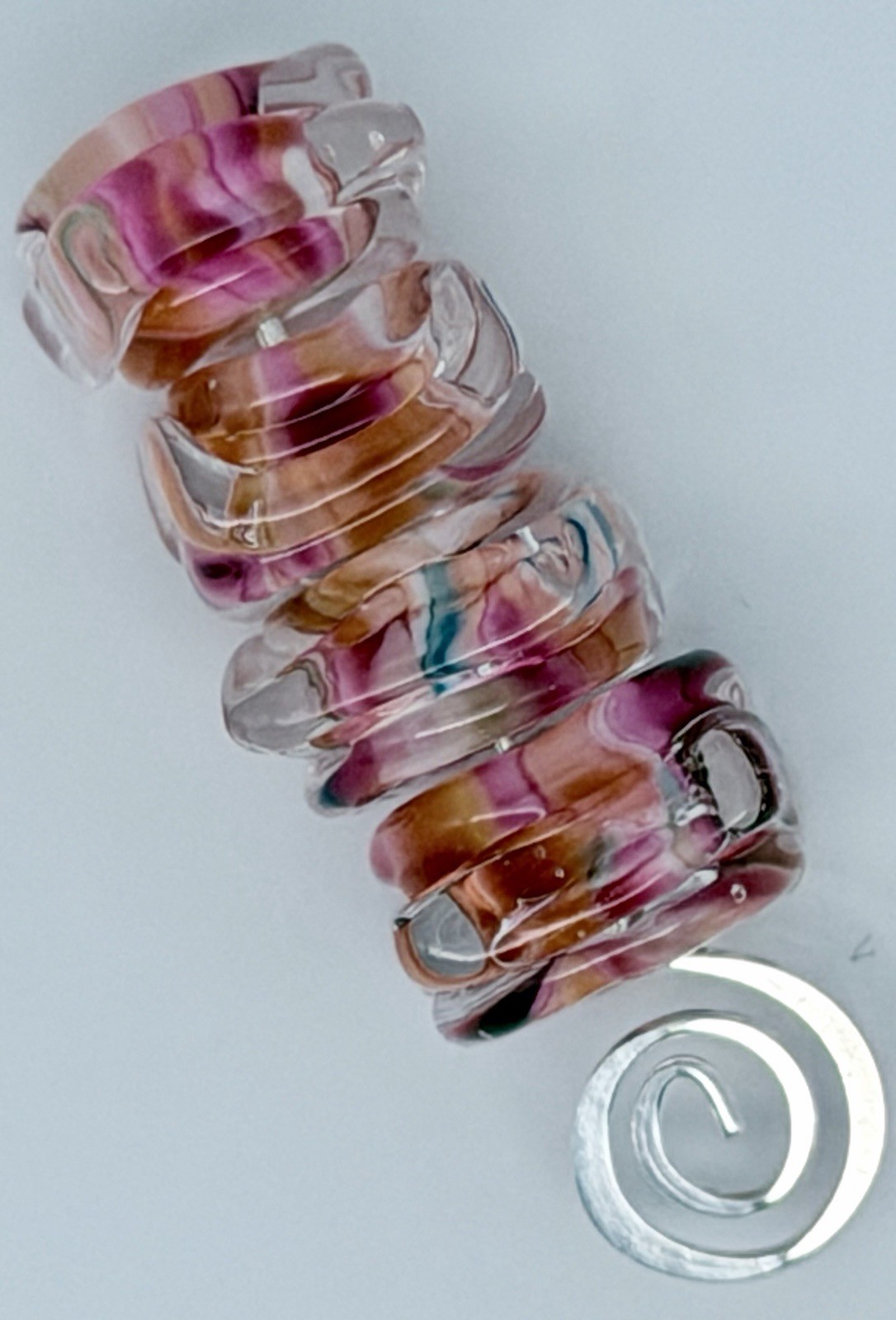 Lot Of 7 Handmade Artisan Lampwork Disc & Cube Nugget Beads Approx 12mm & 8x15mm