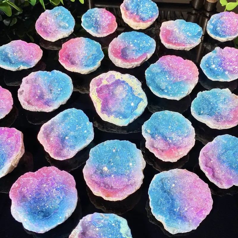 New Chinese Style Natural Crystal Geode Slice Home Desktop Art Decor Stone