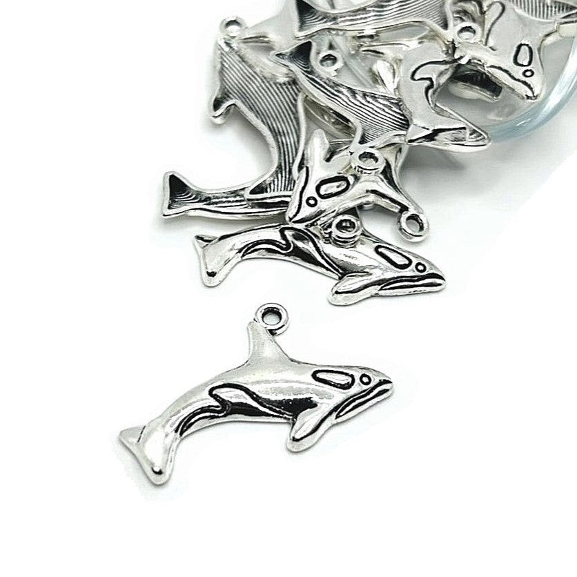 Silver Killer Whale Orca Charms, 33x21mm – US Seller
