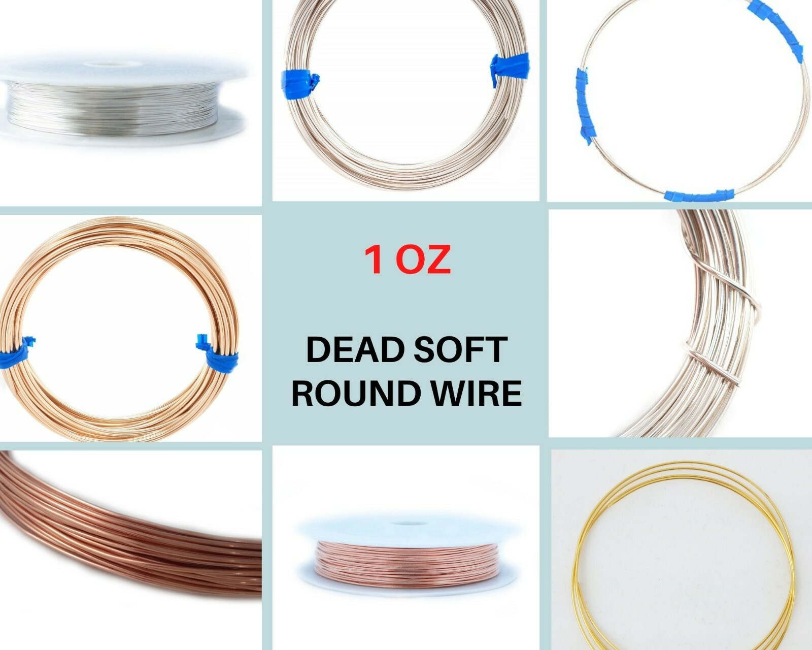 1oz Dead Soft Round Jewelry wire Sterling Silver Gold Filled Copper Brass Bronze