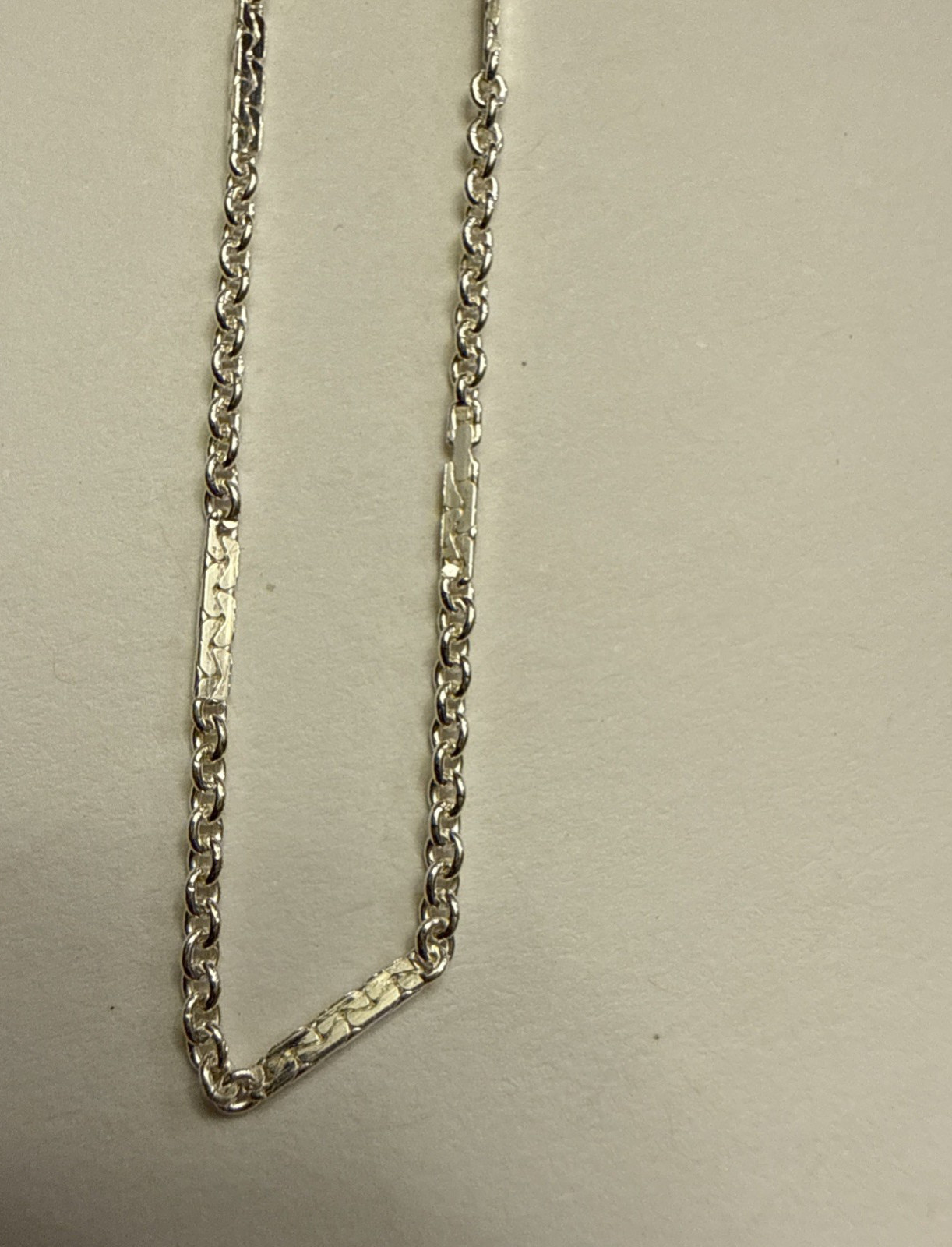 Sterling silver, Bar chain flat bar and link cable chain shiny 1.4mm 5ft
