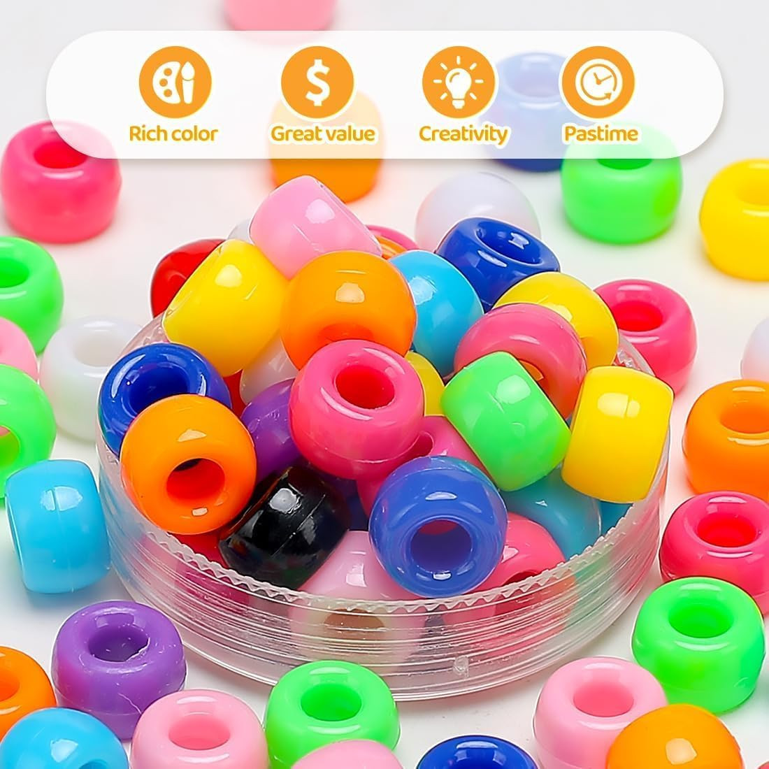 8000 Pcs Pony Beads Bulk for Bracelet Multi-Colored Making Beads for Hair Braidi